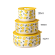 Lemon Pattern Porcelain Tupperware Set - 3 Pcs